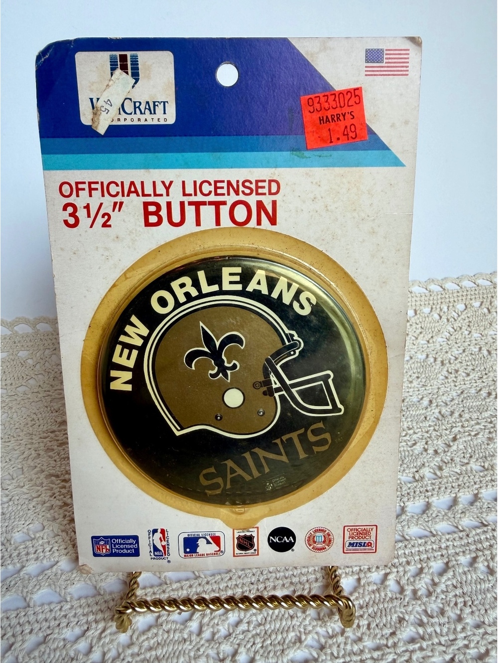 Vintage New Orleans Saints Helmet Button Pin WinCraft NFL NOS Official